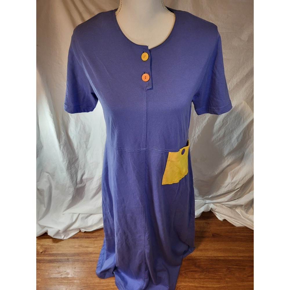 Vtge Richard And Company Size Small Blue Color Block Modest Dress‎ Maxi